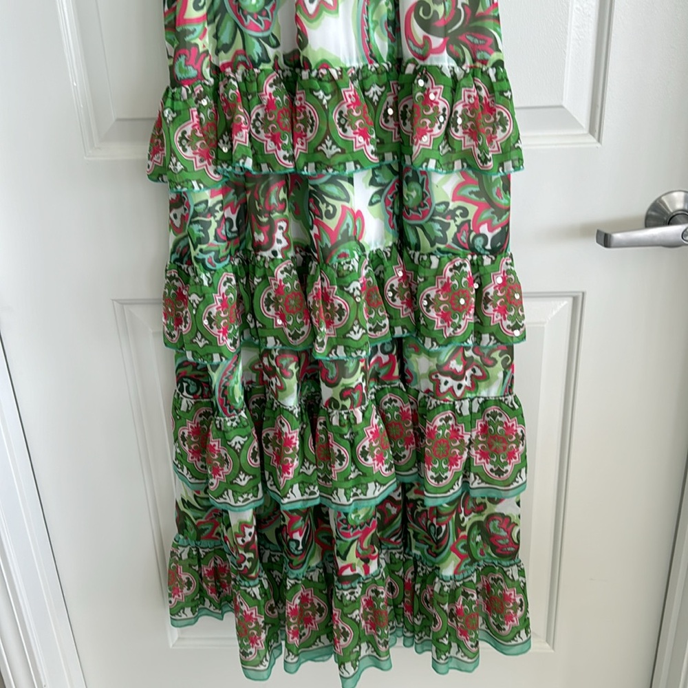 Boston Proper Print Ruffled Maxi Sz S - Picture 4 of 6